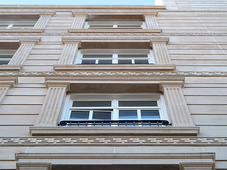 building facade stonework around windows