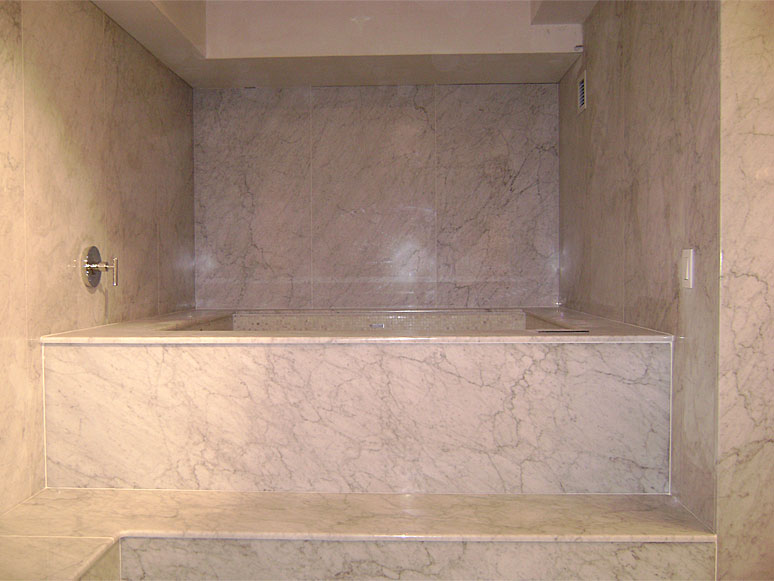 bathtub and wall in marble