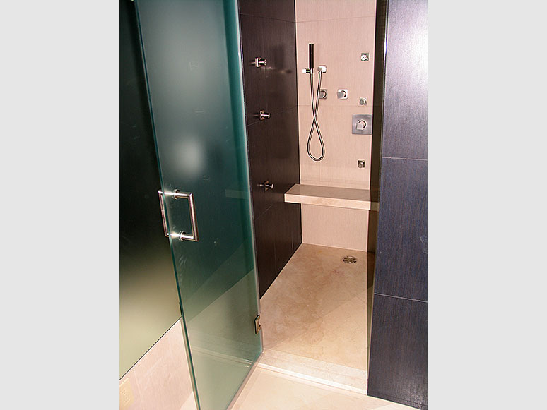 shower with wall and floor tile work